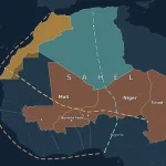 Schematic map of Morocco, Algeria and the Sahel states showing proposed corridors towards the Atlantic and the Mediterranean